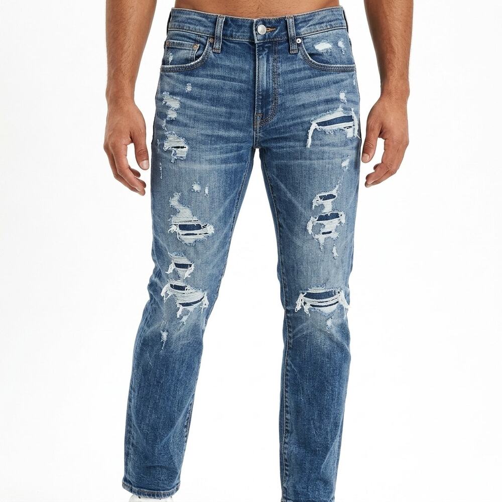 American Eagle Move-Free Athletic Tapered Distressed Jeans Men Size 26X28